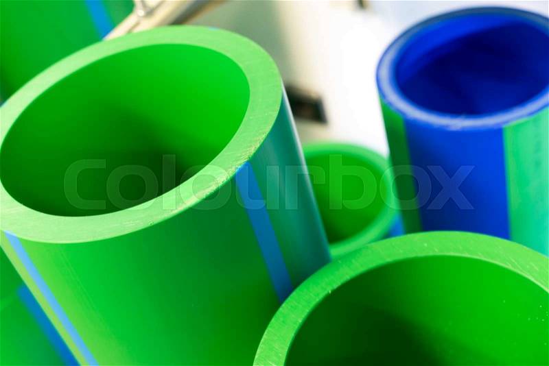 Set of big polymer pipes, stock photo