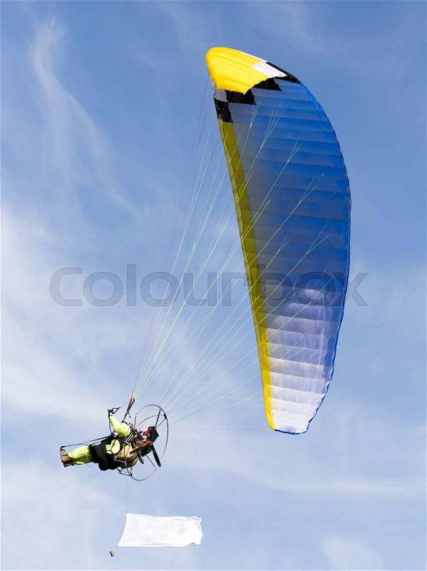 Parachute flying in the sky, stock photo