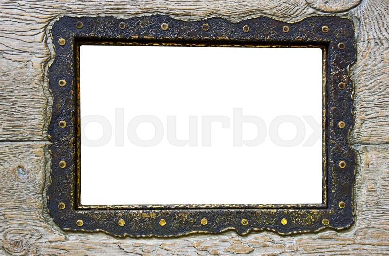 Blank frame on obsolete wood background, stock photo