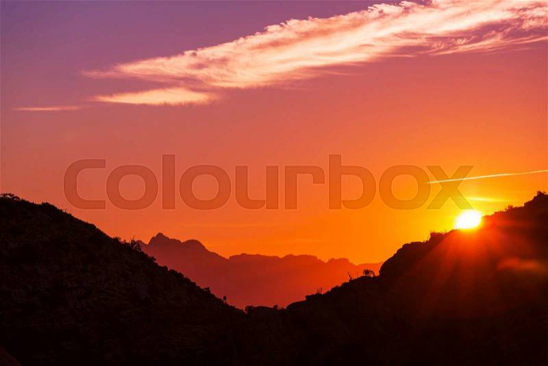 Mountains in sunset, stock photo