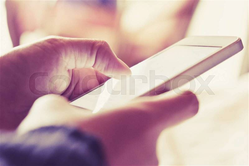 Close up of people Using a Smart Phone background, stock photo