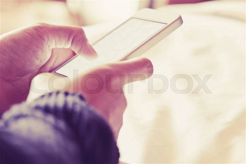 Close up of people Using a Smart Phone background, stock photo