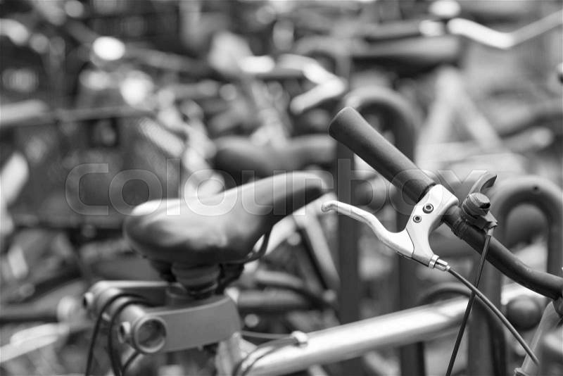 Detail of bicycle on a parking, stock photo