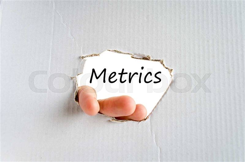Metrics text concept isolated over white background, stock photo