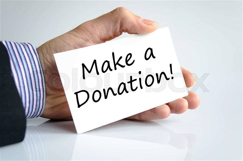 Make a donation text concept isolated over white background, stock photo
