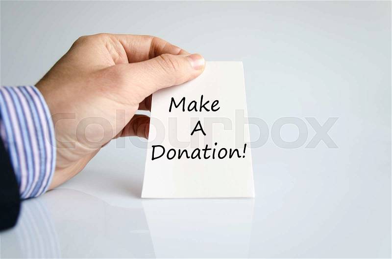 Make a donation text concept isolated over white background, stock photo