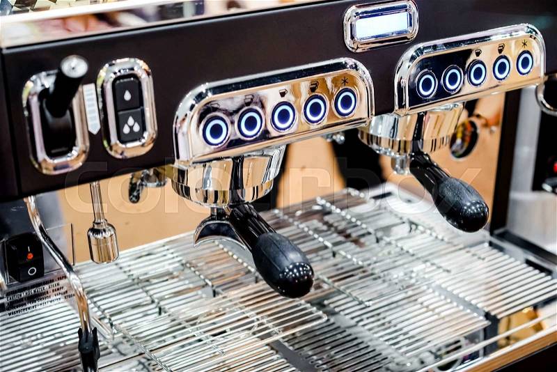 Coffee maker in coffee shop, stock photo