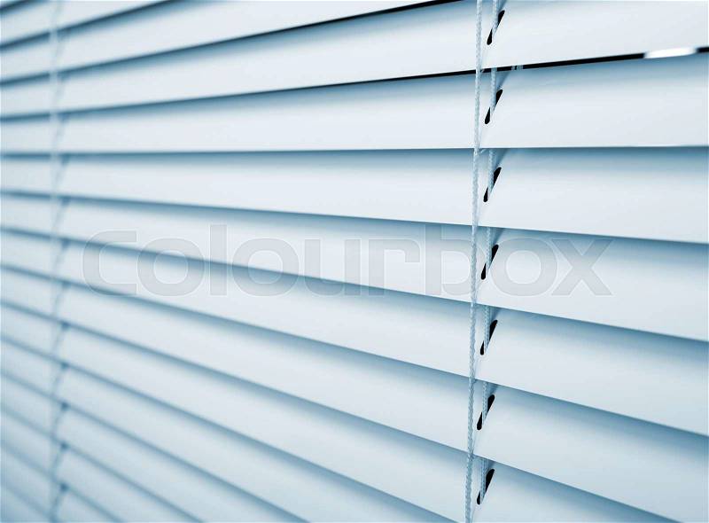 White plastic window blinds close studio shot, stock photo