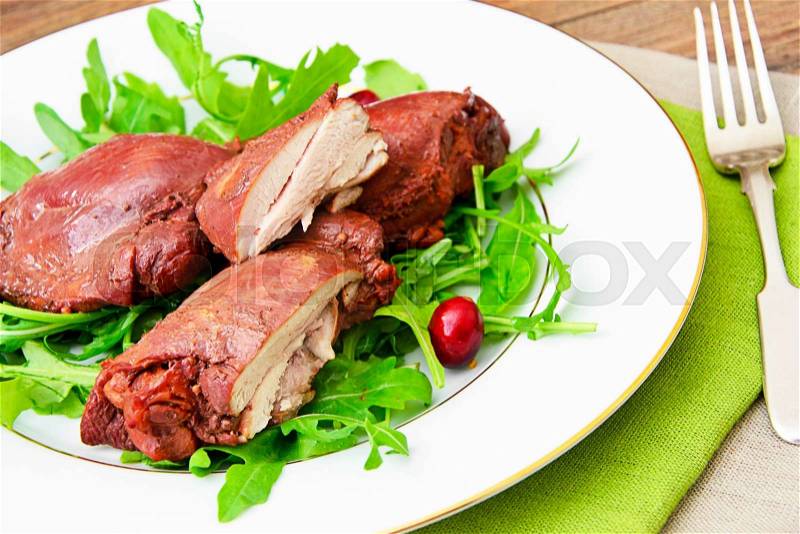 Healthy and Diet Food: Boiled Chicken in Onion Skins. Studio Photo, stock photo
