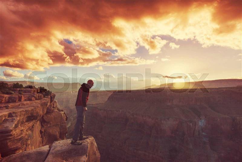 Hike in Grand Canyon, stock photo
