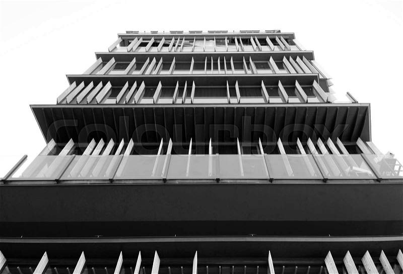 Facade of a modern building in Asakusa, Tokyo, Japan (Black and White), stock photo