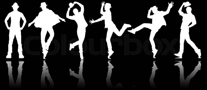 Silhouettes of dancers in dancing concept, stock photo