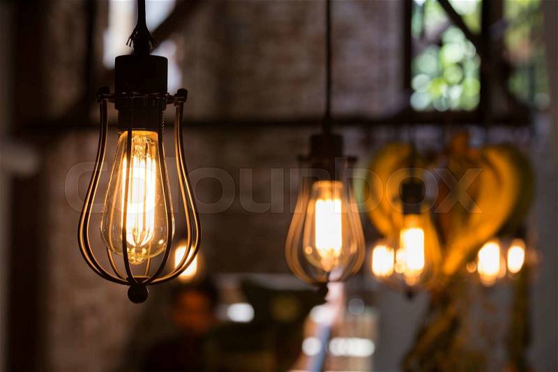 Light lamp electricity hanging decorate home interior in christmas day, stock photo