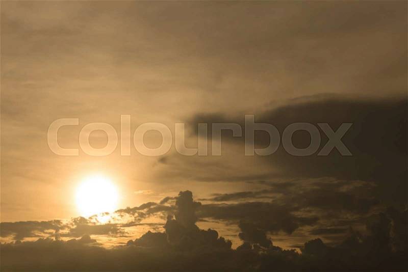 Beautiful sunset sky, dramatic moody sky, natural background, stock photo