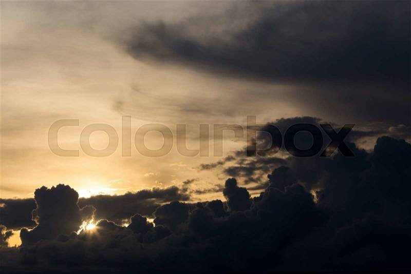 Beautiful sunset sky, dramatic moody sky, natural background, stock photo