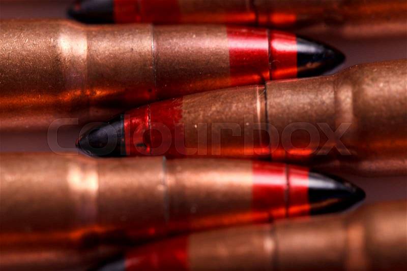 Bullets isolated, a lot of different shapes and symmetry, stock photo