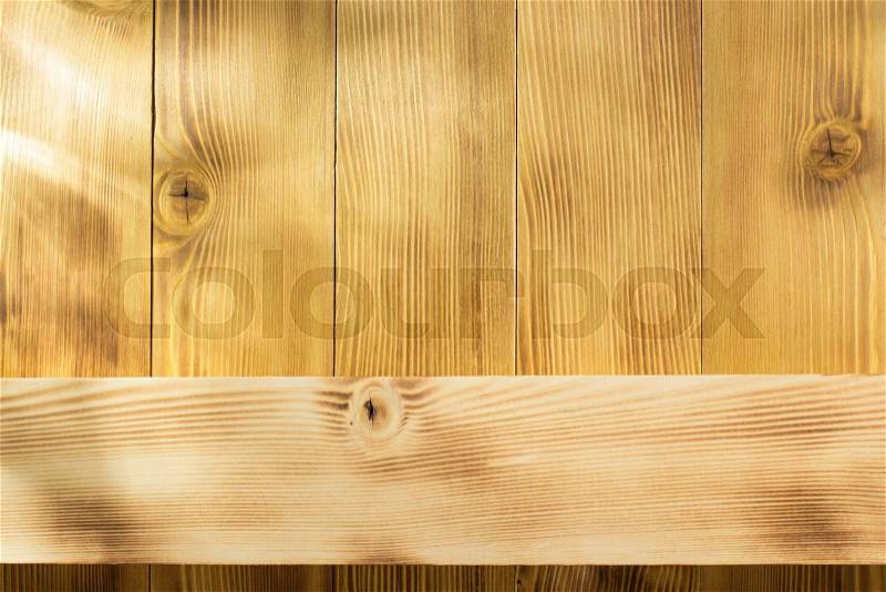 Board panel on wooden background, stock photo