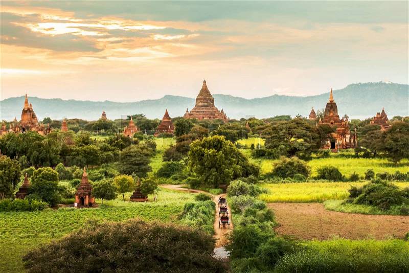 Ancient Temples in Bagan, Myanmar, stock photo