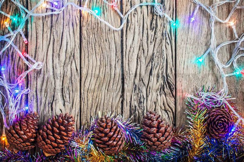 Christmas border with decoration, stock photo