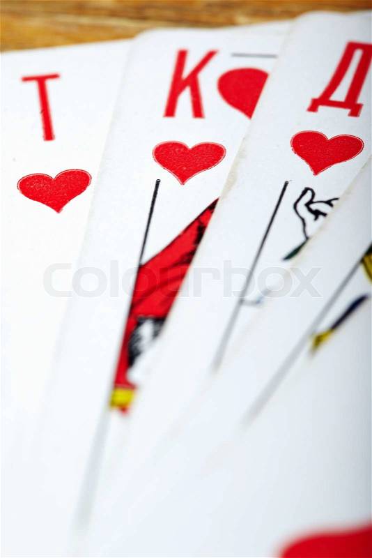 Set of the heart cards. Close-up photo with shallow depth of field for natural view, stock photo