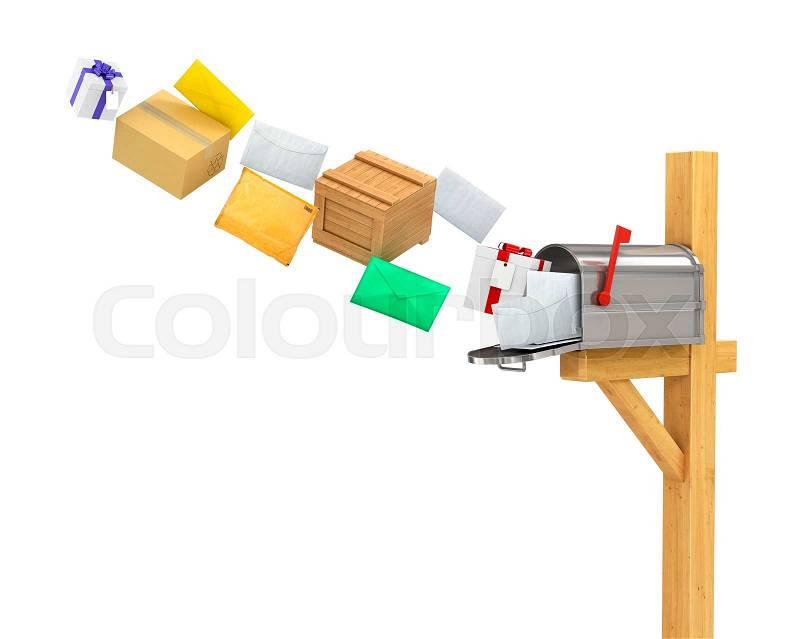 Mailbox (flying parcels and letters), stock photo