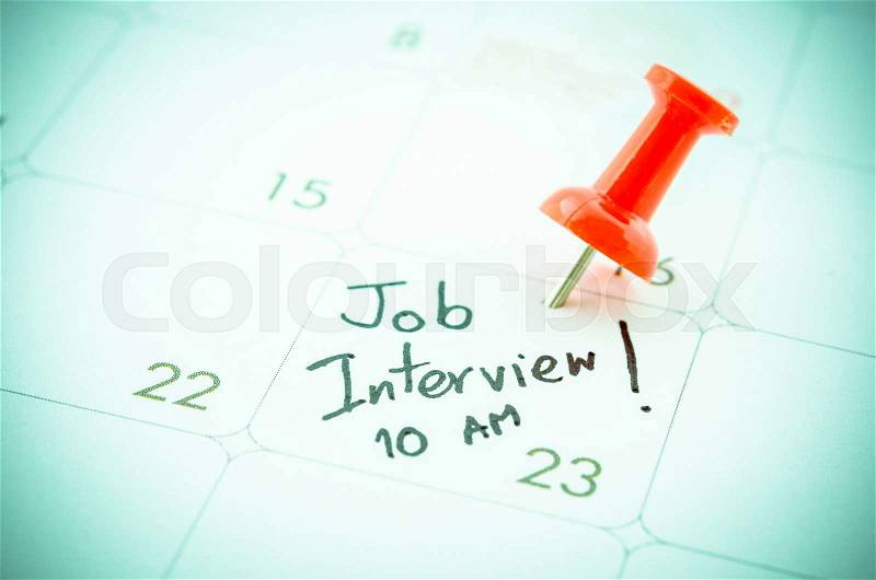 A Job Interview date written on a Calendar, stock photo