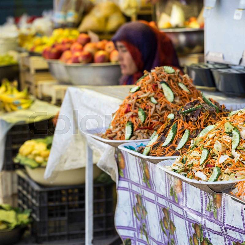 Oriental food - Osh market, Kyrgyzstan, stock photo