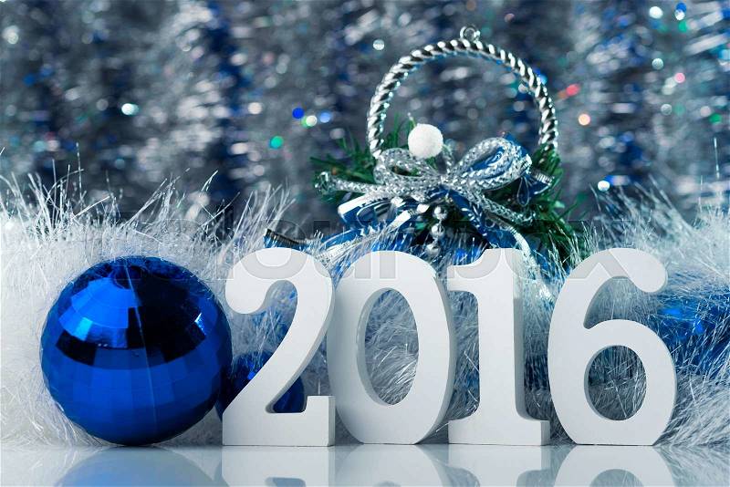 Happy New Year 2016. Concept photo merry christmas with white big figure and abstract background, stock photo