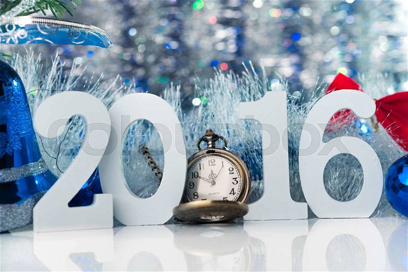 Happy New Year 2016. Concept photo merry christmas with white big figure and abstract background, stock photo