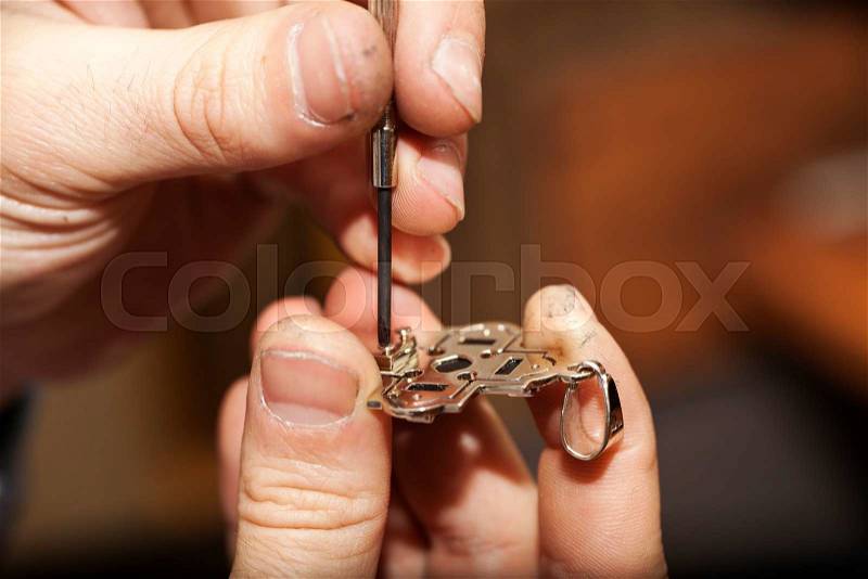 A manufacture and repair of jewelry, stock photo
