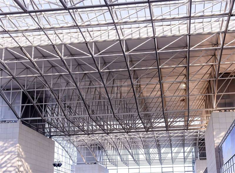 Metal ceiling construction Franfrut am Main Airport, stock photo