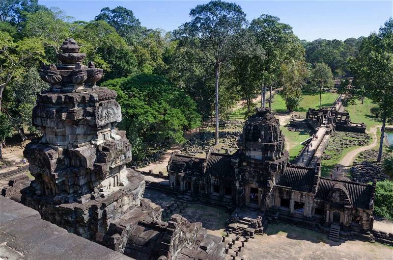 Baphuon temple in Angkor Thom, Siem Reap, Cambodia. View from above, stock photo