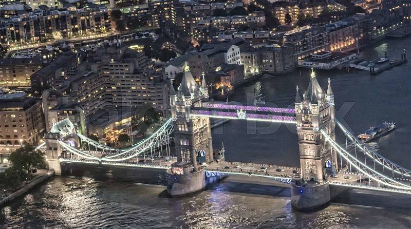 Night view of Tower Bridge, London, stock photo