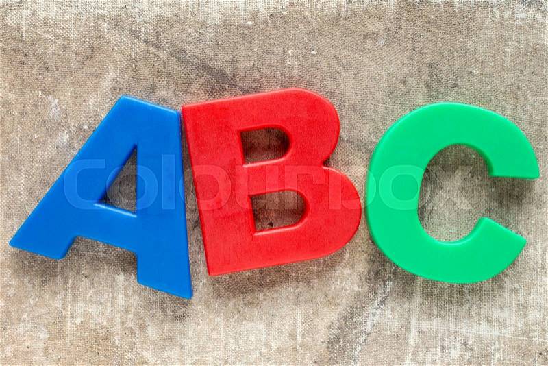 The letters ABC, made out of colored plastic, stock photo