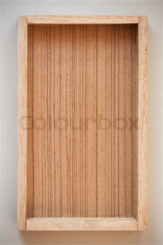 Wood box tray frim top view, stock photo