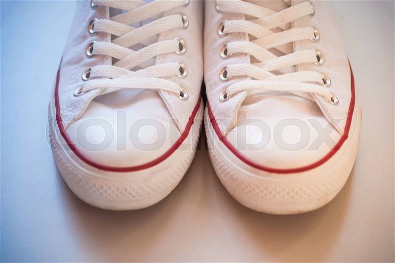 White canvas shoes old vintage style, stock photo
