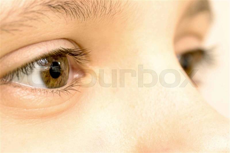 Close up view of a brown eye - no make up on, stock photo