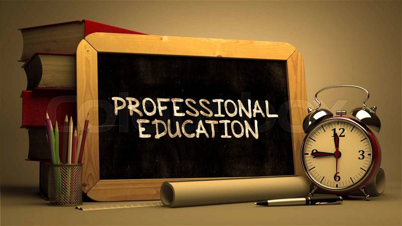 Professional Education Concept Hand Drawn on Chalkboard. Blurred Background. Toned Image, stock photo