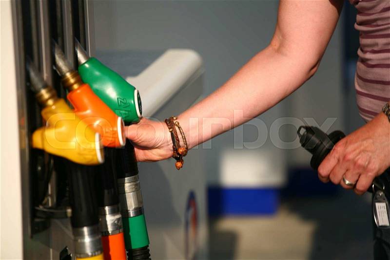 Gasoline station in France, stock photo
