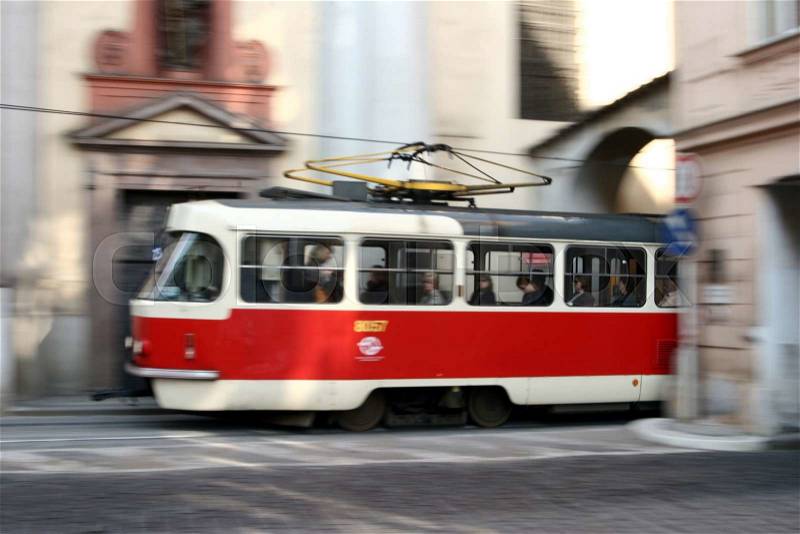 Tramway in Prag, stock photo