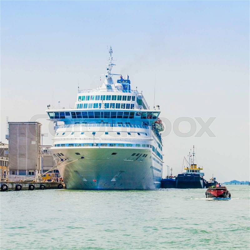 Cruise Ship. The passenger ship in port. Cruise ship anchored, stock photo