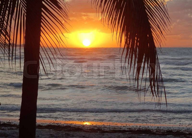 Coastal sundown in Cuba, a island in the caribbean sea, stock photo