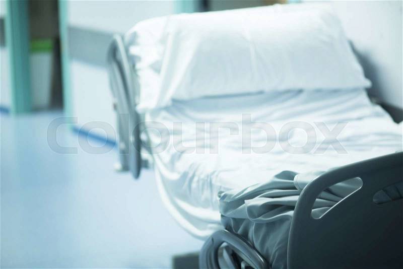 Hospital emergency surgery bed operating room medical clinic real life photo, stock photo