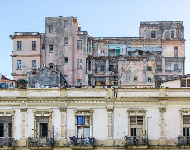 Rundown house in Cuba, a island in the Caribbean sea, stock photo