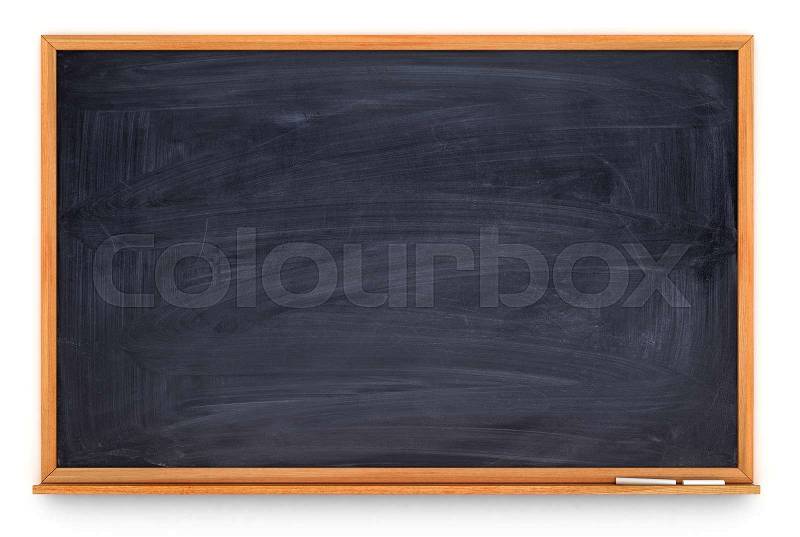 Blank blackboard, wooden frame, chalk - empty chalkboard isolated, clipping path, stock photo