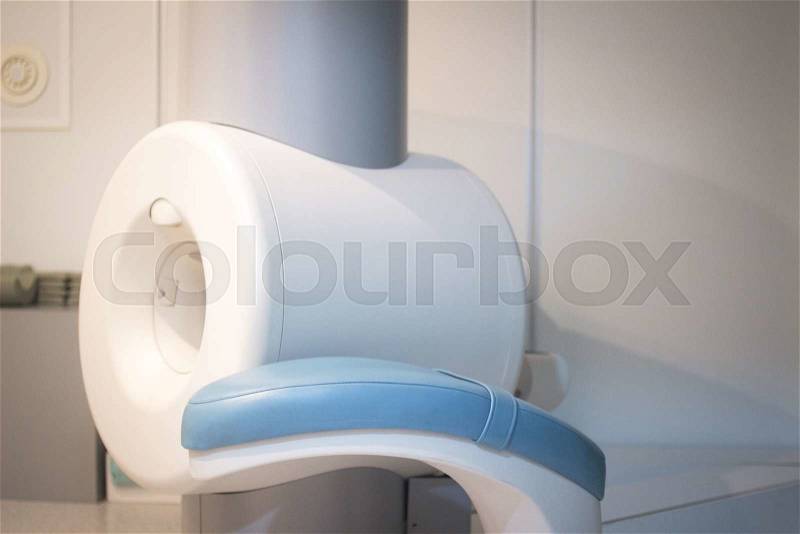 Fully open high field Magnetic Resonance Image MRI Nuclear CAT Scan scanner for scanning arm, wrist, hand and elbow. , stock photo