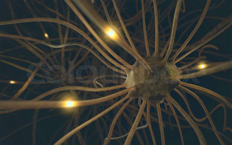 Image concept of neurons interconnected in a complex brain network, stock photo
