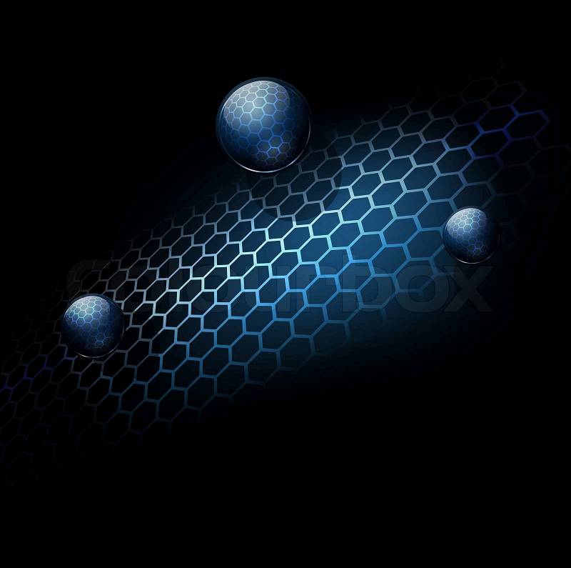 Tech or industrial abstract background with glossy balls, stock photo