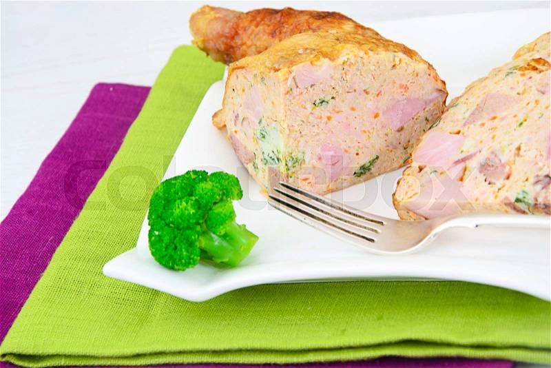 Diet and Healthy Food: Stuffed Chicken with Vegetables. Studio Photo, stock photo