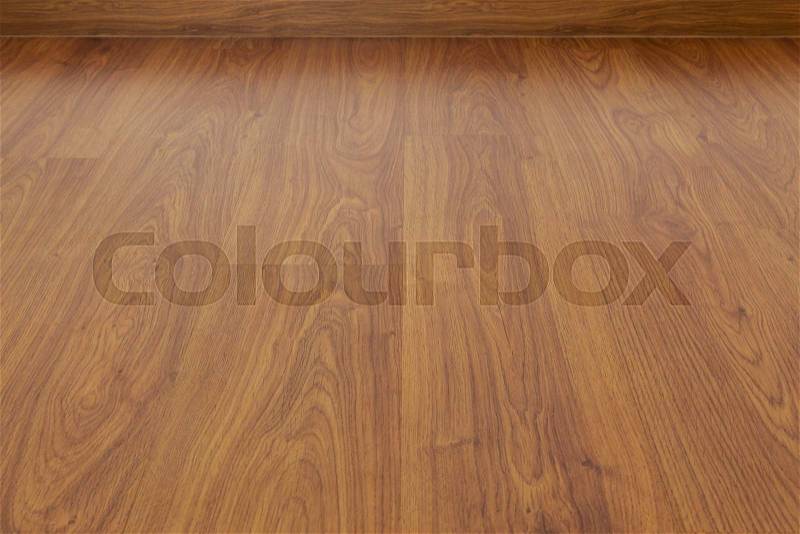 Wood laminate floor varnish decorated in home modern style, stock photo